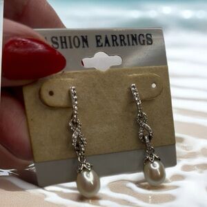 Elegant Silver and Natural Pearl Drop Earrings